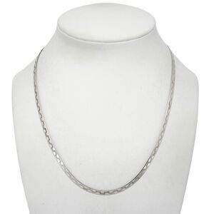 Vintage Italy IBB Sterling Silver 4.4mm Reversible Patterned Chain Necklace 18"